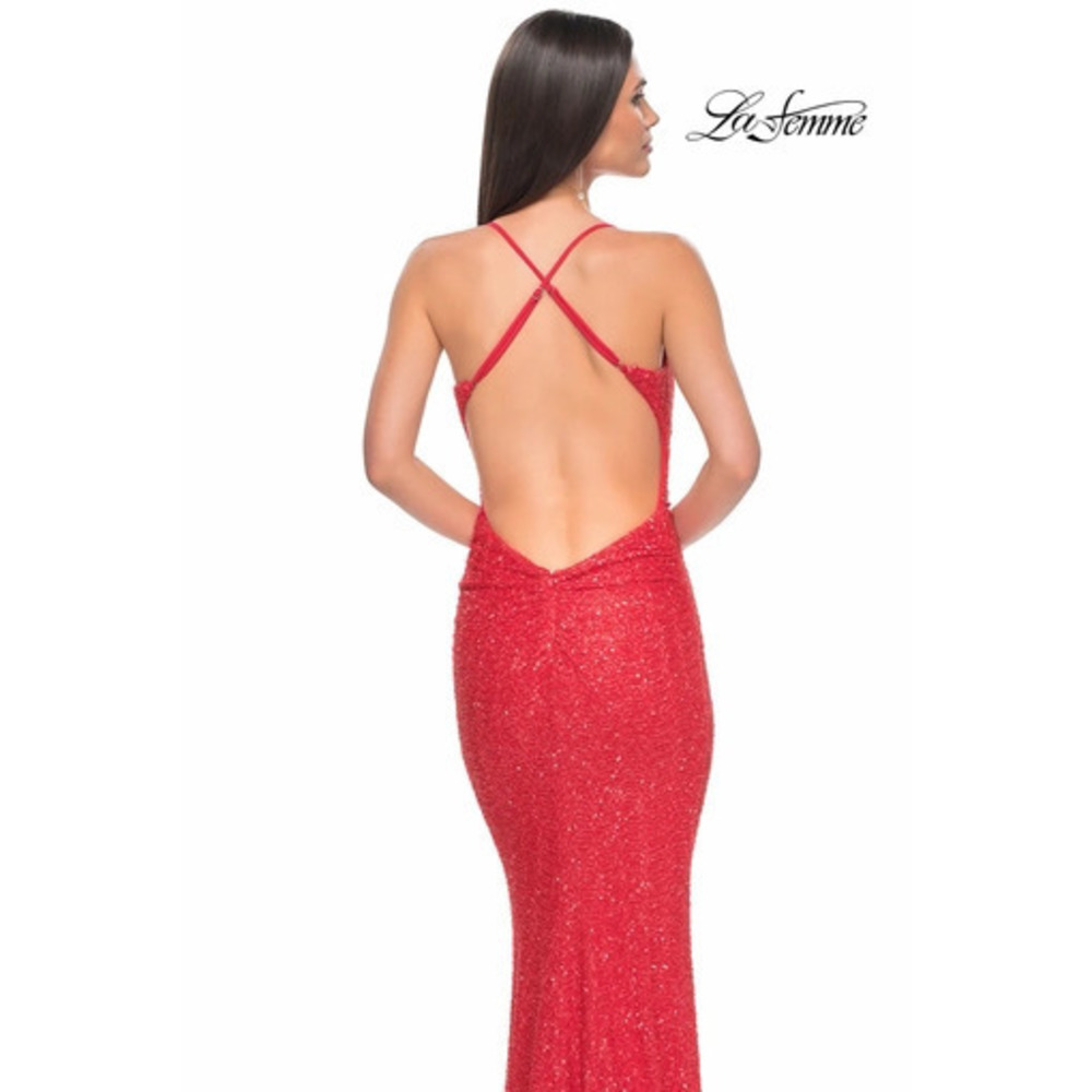 La Femme Red Sequin Prom Dress Size 16 - Formal Gown
